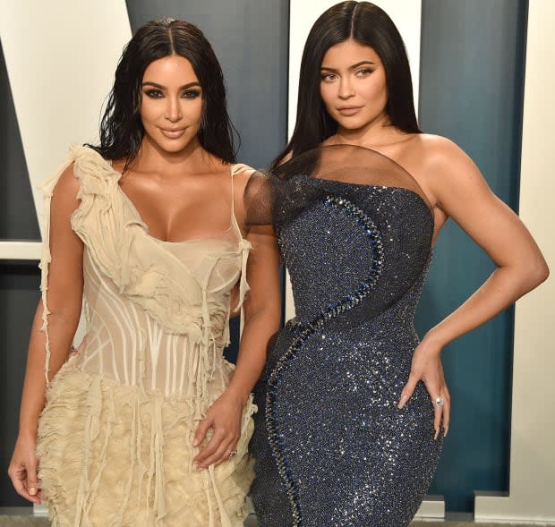 Kim Kardashian and Kylie Jenner at the 2020 Vanity Fair Oscar party<p>David Crotty/Patrick McMullan via Getty Images</p>