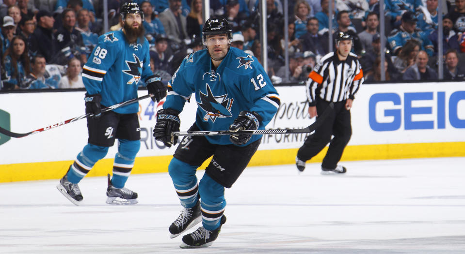 Patrick Marleau, seen in this photo from the 2017 Stanley Cup Playoffs, is returning to the San Jose Sharks. (Photo by Rocky W. Widner/NHL/Getty Images)