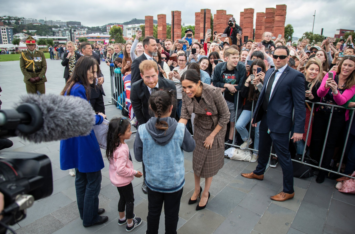 Can you spot me? Told ya we wore bright clothes to stand out. I’m in the hot pink. The adult. Not the child. <i>(Getty Images)</i>