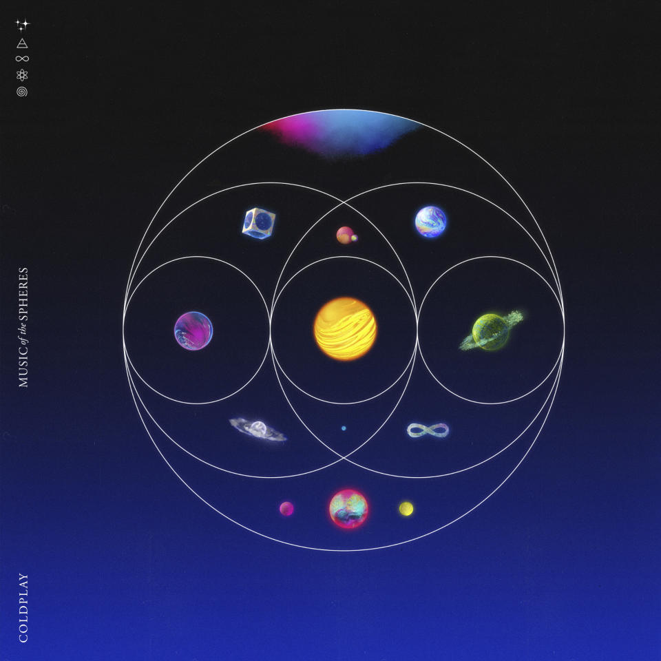 En esta imagen difundida por Atlantic Records, la portada del nuevo álbum de Coldplay, "Music of the Spheres". (Atlantic Records vía AP)