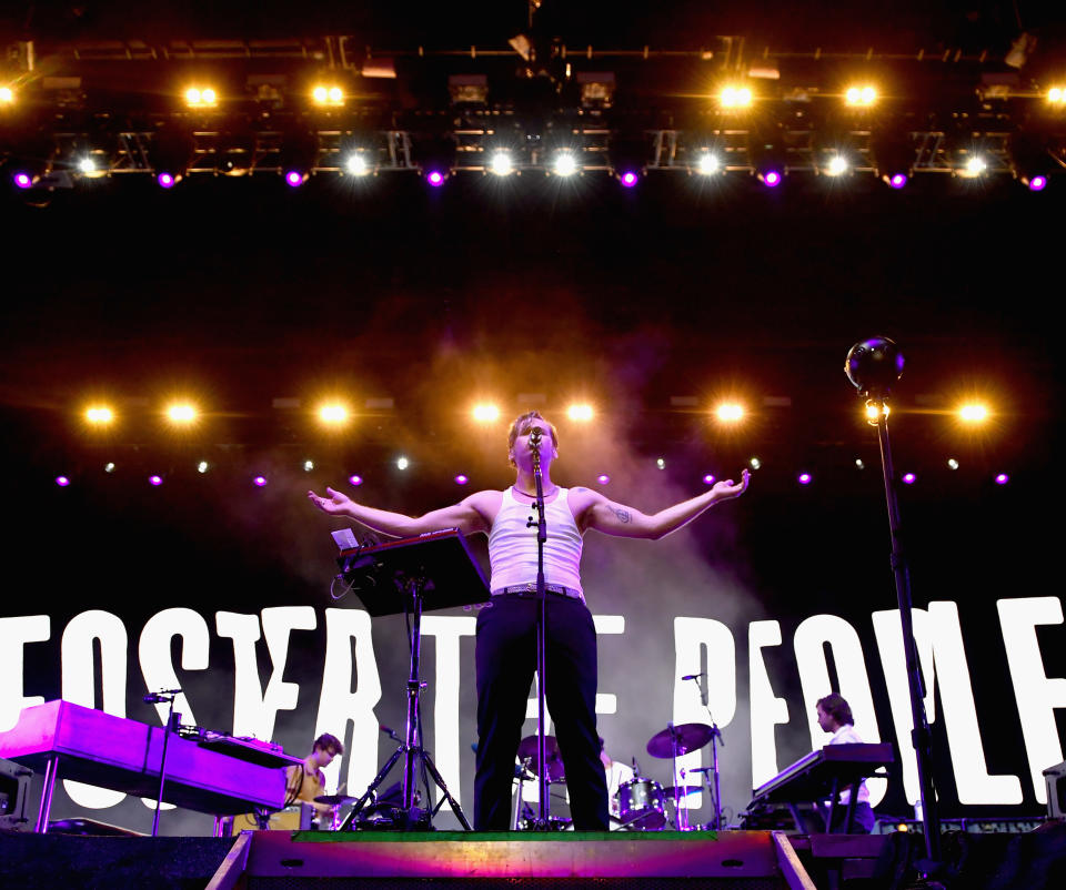 LAS VEGAS, NV - SEPTEMBER 22:  Mark Foster of Foster The People performs on Downtown Stage during the 2018 Life Is Beautiful Festival on September 22, 2018 in Las Vegas, Nevada.  (Photo by FilmMagic/FilmMagic for Life Is Beautiful)