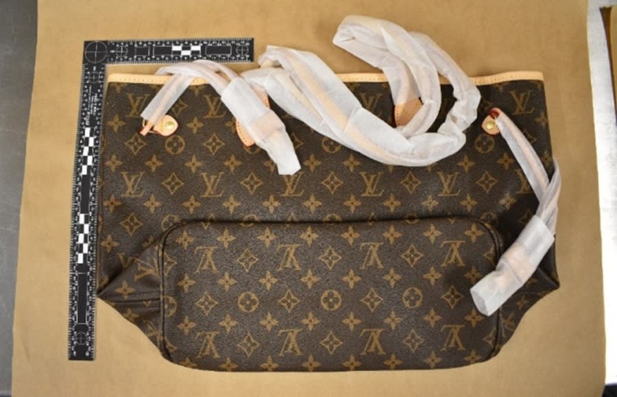 A Louis Vuitton-branded counterfeit seized by law enforcement.