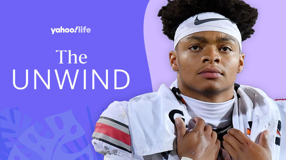 Chicago Bears quarterback Justin Fields talks mental health, motivation and eating a plant-based diet. (Getty Images/designed by Quinn Lemmers)