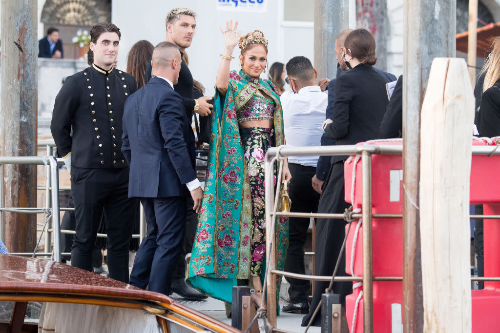 Ciara looks chic in metallic at the Alta Moda show on August 29, 2021 in Venice, Italy. (Getty Images)
Jennifer Lopez is seen during the Dolce&Gabbana Alta Moda show on August 29, 2021 in Venice, Italy. (Getty Images)
VENICE, ITALY - AUGUST 29: Helen Mirren is seen during the Dolce&Gabbana Alta Moda show on August 29, 2021 in Venice, Italy. (Photo by Jacopo Raule/Getty Images)
D'Lila Star Combs and Jessie James Combs are seen during the Dolce&Gabbana Alta Moda show on August 29, 2021 in Venice, Italy. (Photo by Jacopo Raule/Getty Images)
VENICE, ITALY - AUGUST 29: Leni Klum is seen during the Dolce&Gabbana Alta Moda show on August 29, 2021 in Venice, Italy. (Photo by Jacopo Raule/Getty Images)
Lady Kitty Spencer is seen during the Dolce&Gabbana Alta Moda show on August 30, 2021 in Venice, Italy. (Photo by Photopix/GC Images)