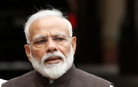 India's Prime Minister Narendra Modi speaks with the media on the opening day of the parliament session in New Delhi