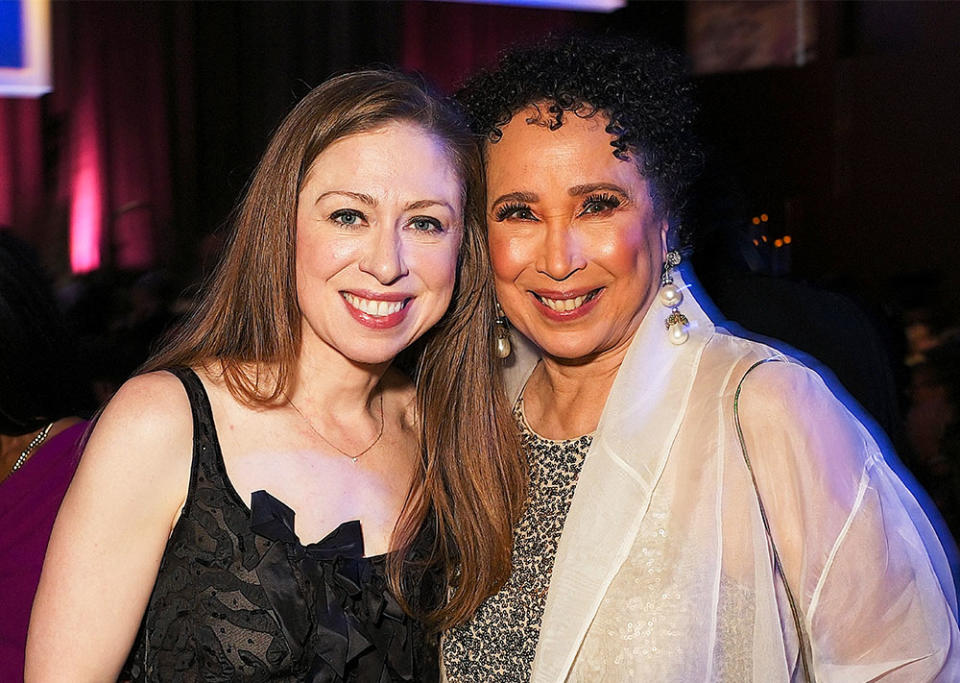 Chelsea Clinton and Virginia Johnson attend the Dance Theater Of Harlem Honors Debbie Allen At Annual Vision Gala After Party at New York City Center on April 20, 2023 in New York City.