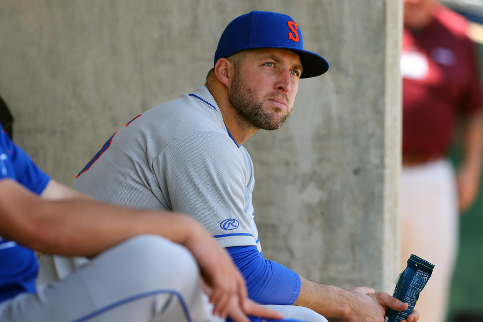 Triple-A fans are giving Tim Tebow a lot of support in All-Star Game voting. (Photo by Rich Schultz/Getty Images)