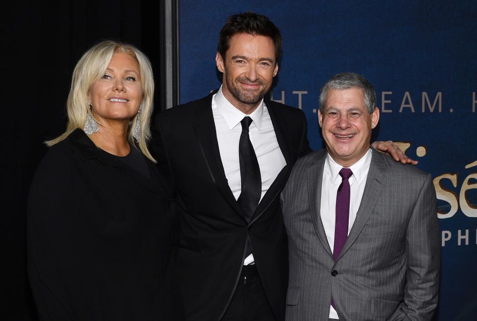 NEW YORK, NY - DECEMBER 10: (L-R) Deborra-Lee Furness, Hugh Jackman, and Cameron Mackintosh attend the "Les Miserables" New York Premiere at Ziegfeld Theater on December 10, 2012 in New York City. (Photo by Larry Busacca/Getty Images)