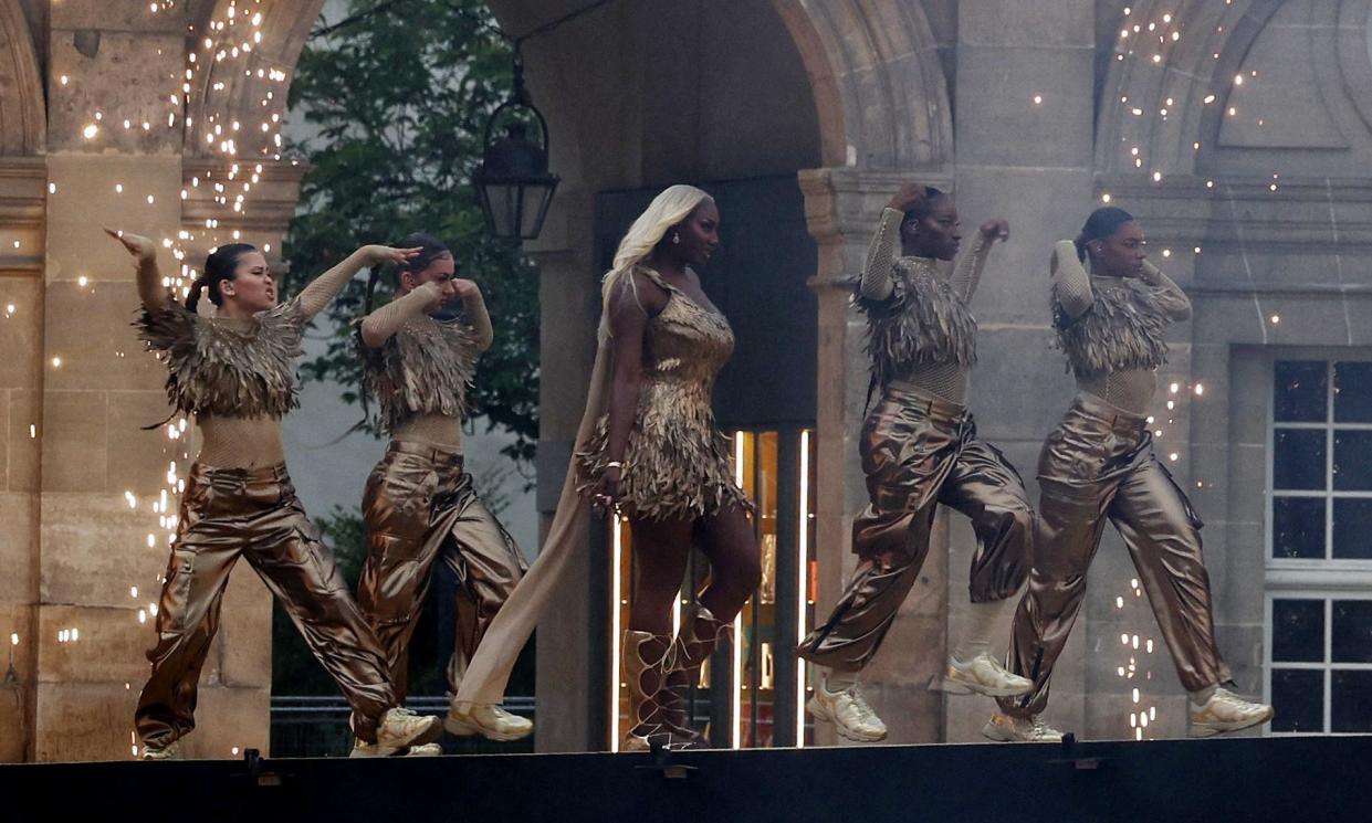 <span>Aya Nakamura’s golden performance was one of the highlights.</span><span>Photograph: Esa Alexander/AFP/Getty Images</span>