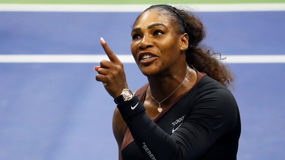 Serena Williams argues with the umpire. Pic: Getty