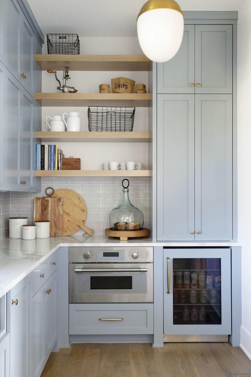 bria hammel interiors baby blue cabinets and open shelving