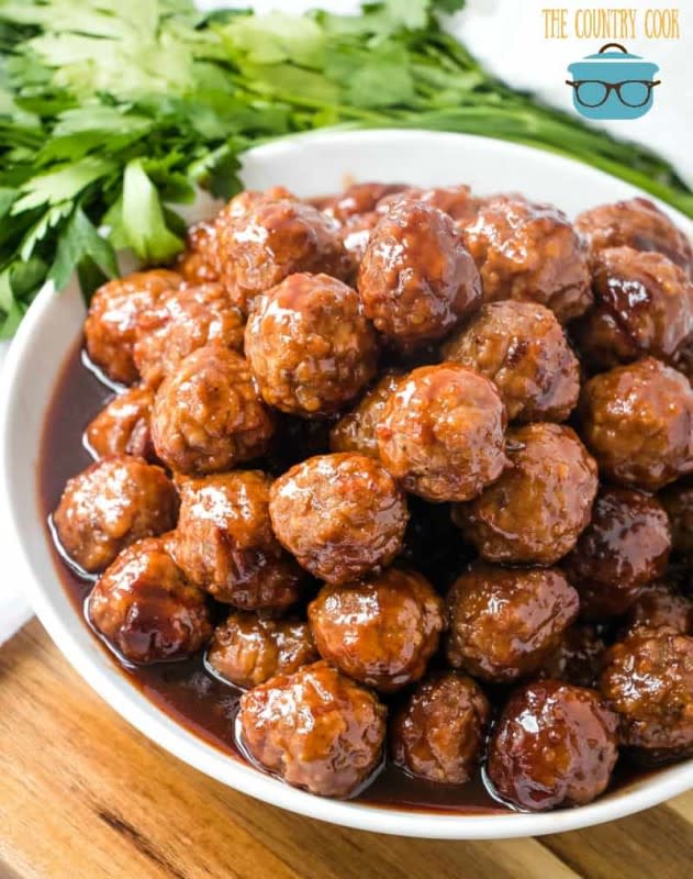 <p>The Country Cook</p><p>This is the meatball recipe with a secret ingredient nobody ever guesses.</p><p><strong>Get the recipe: <a href="https://www.thecountrycook.net/grape-jelly-party-meatballs-slow-cooker/" rel="nofollow noopener" target="_blank" data-ylk="slk:Crock Pot Grape Jelly Meatballs;elm:context_link;itc:0;sec:content-canvas" class="link ">Crock Pot Grape Jelly Meatballs</a></strong></p>