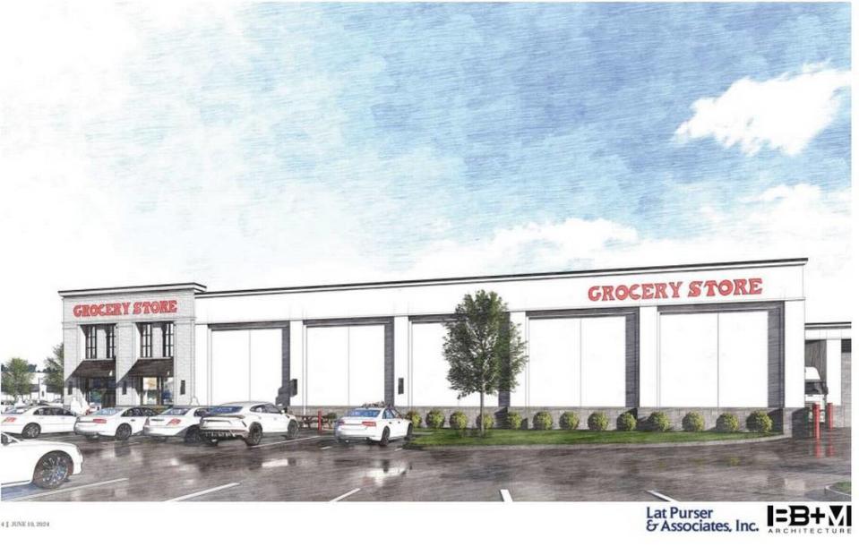 Matthews Board of Commissioners approved elevation changes for a commercial building that’s part of Matthews Gateway development on East John Street. The grocery store rendering font is similar to Trader Joe’s.