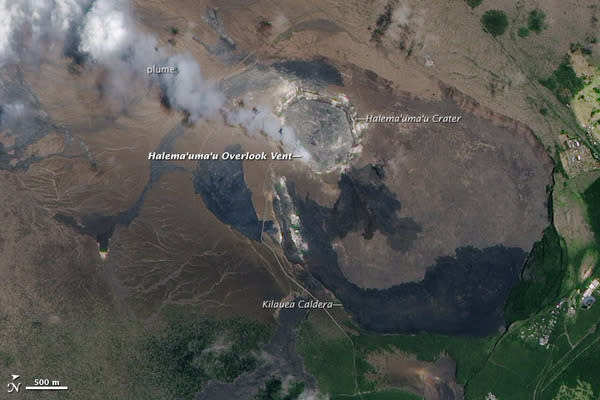 Halema'uma'u Crater from space, taken July 15, 2010.