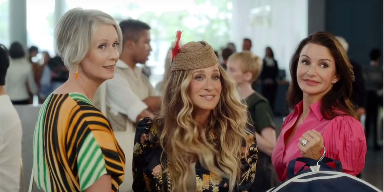 cynthia nixon, sarah jessica parker, and kristin davis on and just like that