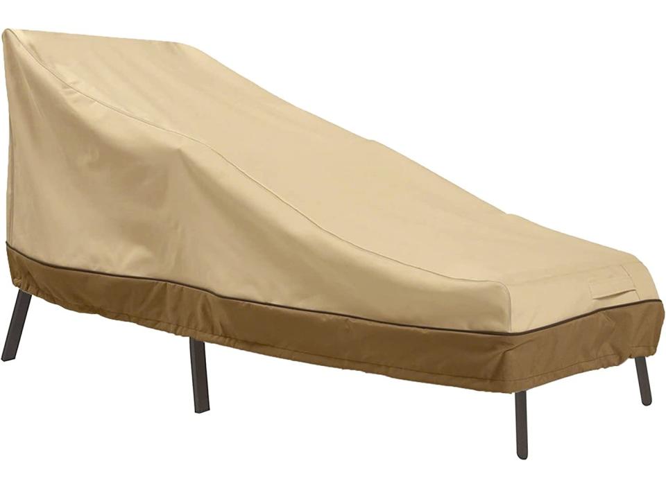 Keep your furniture safe outdoors with this super-discounted chaise lounge cover. (Source: Amazon)