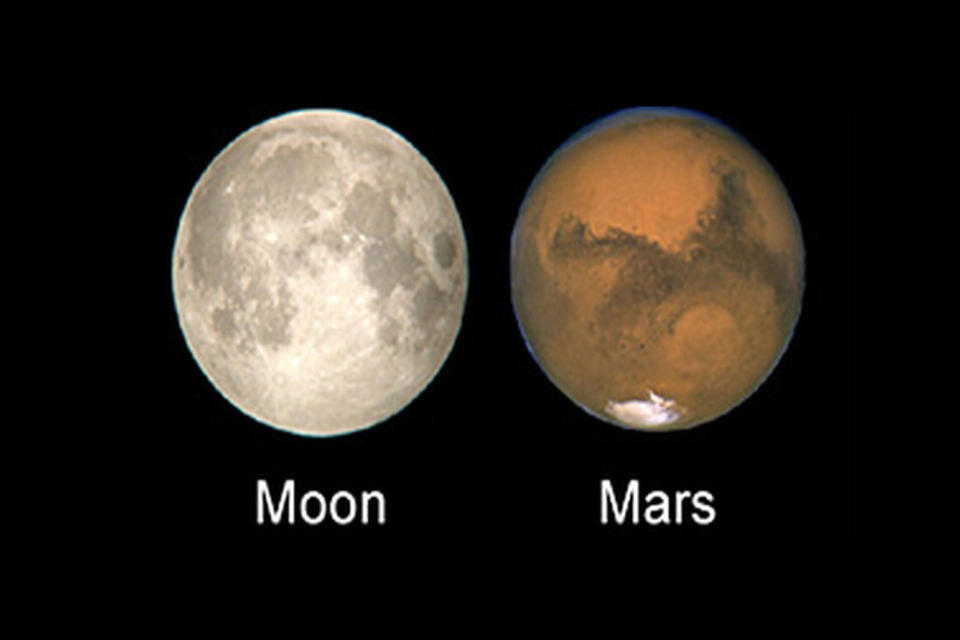 The picture that accompanied the "Mars Spectacular" email of 2003, which sparked the recurring Mars Hoax. <cite>Origin Unknown</cite>