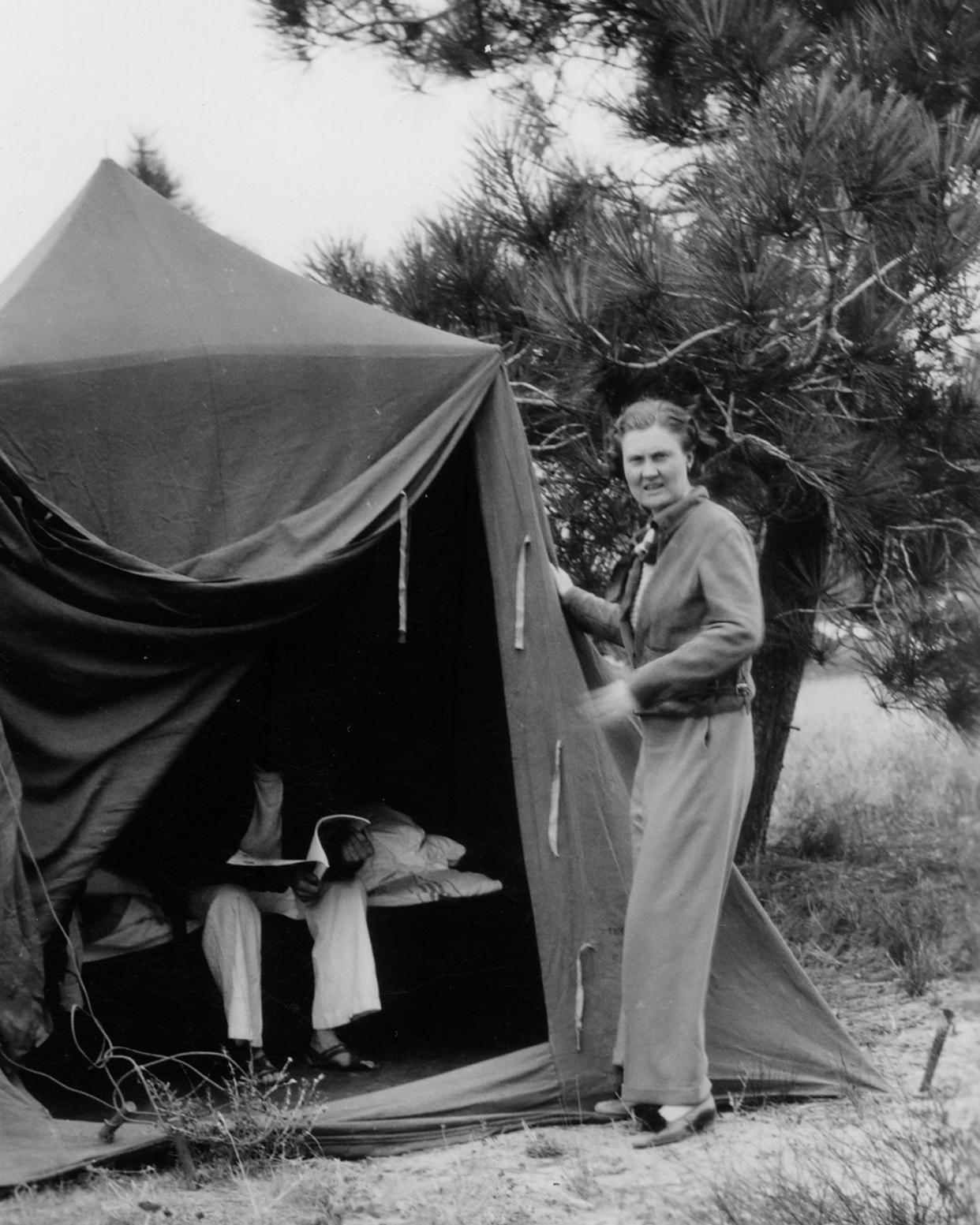 wally camping with his first wife marion