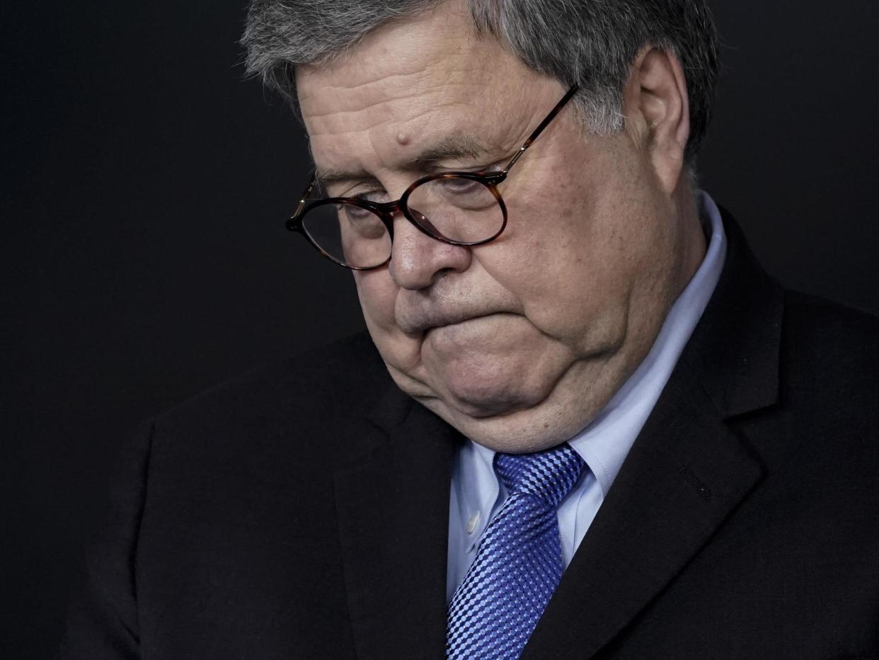 US attorney general William Barr at the daily White House coronavirus briefing 23 March 2020: Getty Images