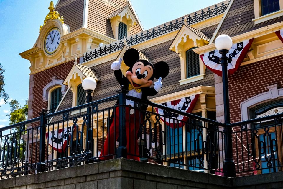 Disney is one of the top destinations for mom that want to have an exciting Mother's Day.
pictured: Mickey Mouse giving a thumbs up in a Disney park