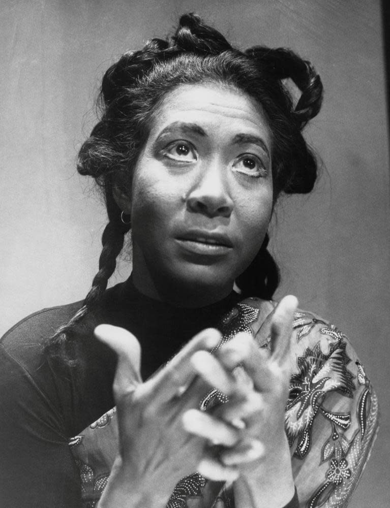 Mona Hammond during rehearsals for the George Bernard Shaw play The Black Girl in Search of God at the Mermaid theatre in London, 1968.