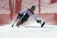 Alpine Skiing – Pyeongchang 2018 Winter Paralympics – Ladies' Downhill - Sitting – Jeongseon Alpine Centre – Jeongseon, South Korea – March 10, 2018 - Claudia Loesch of Austria competes. REUTERS/Paul Hanna