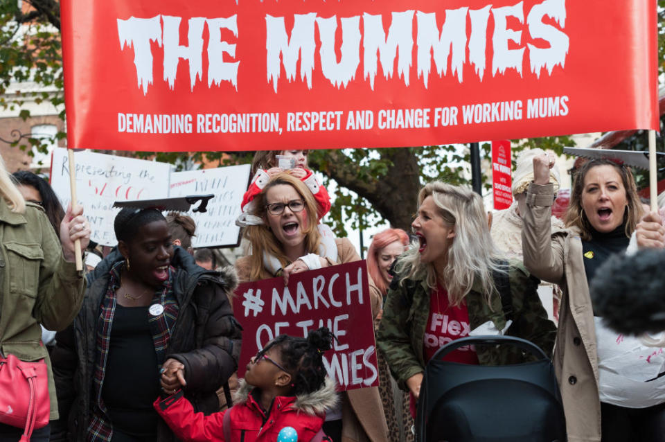 Anna Whitehouse AKA Mother Pukka and Candice Braithwaite took part in the 2017 march. (Getty Images)