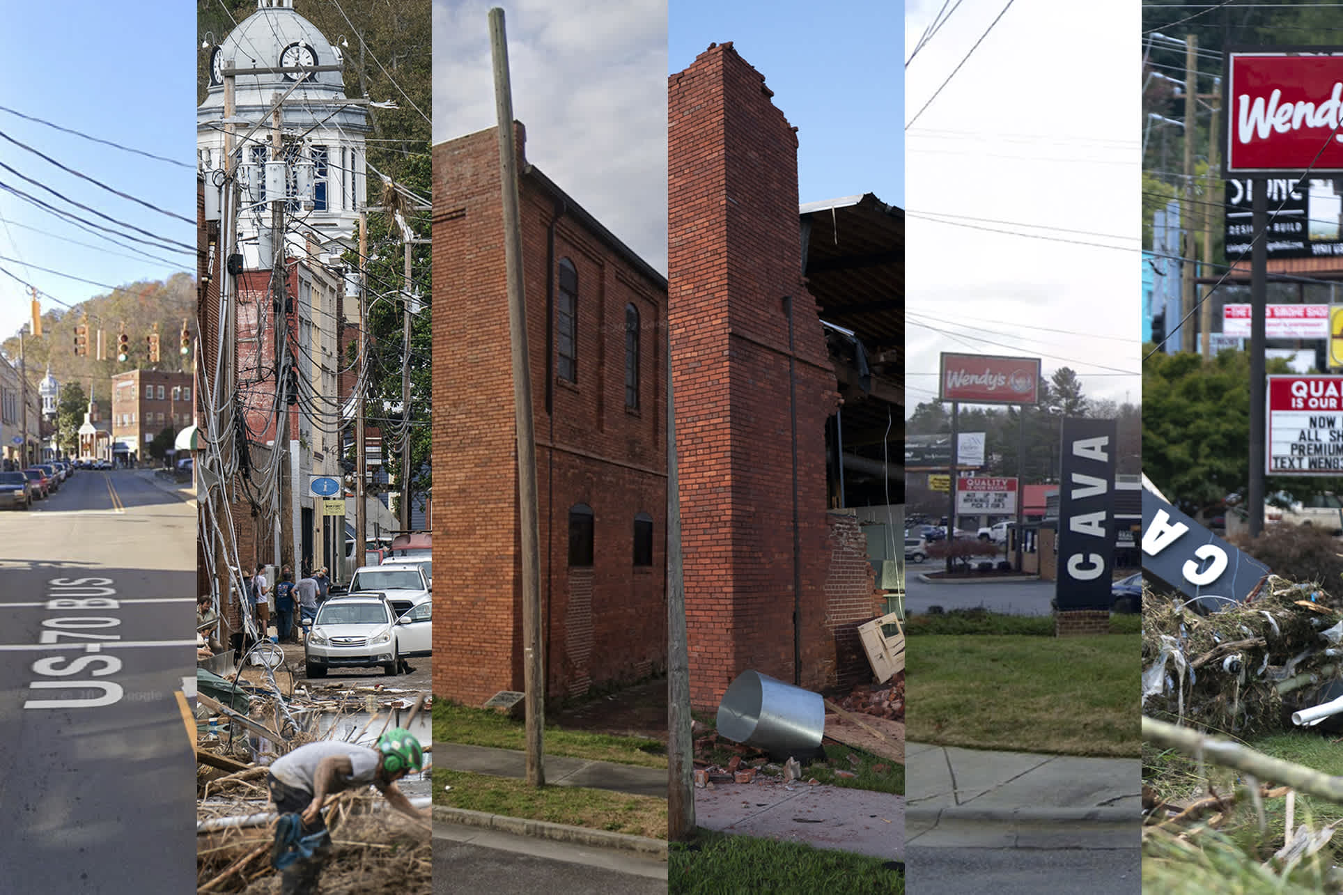 MARSHALL, NC - SEPTEMBER 30: Workers, community members and business owners clear debris after Hurricane Helene in Marshall, North Carolina on Monday, September 30, 2024. (Photo by Jabin Botsford/The Washington Post via Getty Images)