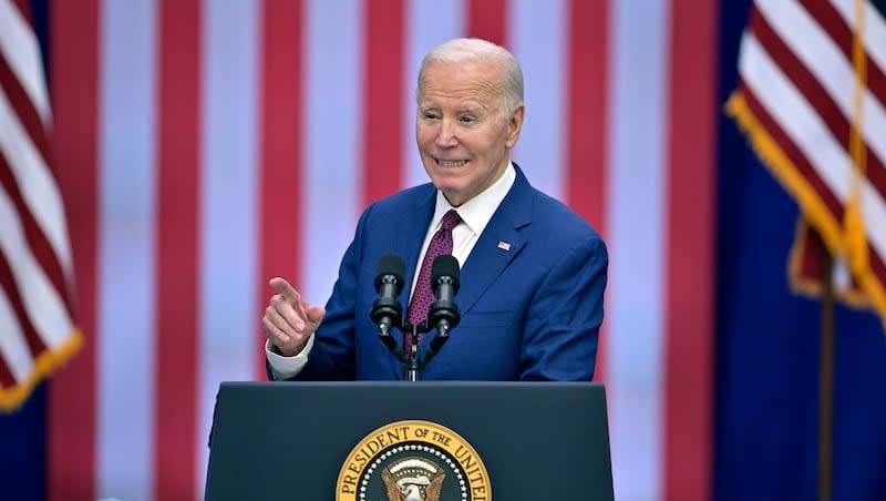 President Joe Biden delivers remarks on lowering prices for American families during an event at the YMCA Allard Center, Monday, March 11, 2024, in Goffstown, N.H. Americans got an early glimpse at Biden’s 2024 campaign strategy Thursday night during his State of the Union address.