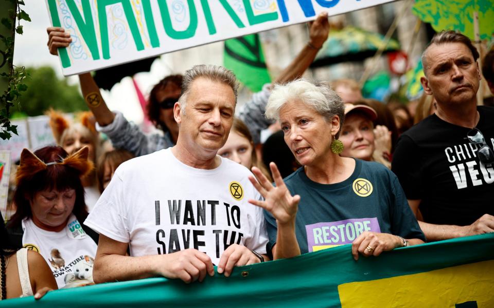 Emma Thompson and Chris Packham take part in climate demonstration