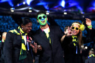 LONDON, ENGLAND - AUGUST 29: Athletes from Brazil soak up the atmopshere during the Opening Ceremony of the London 2012 Paralympics at the Olympic Stadium on August 29, 2012 in London, England. (Photo by Dan Kitwood/Getty Images)