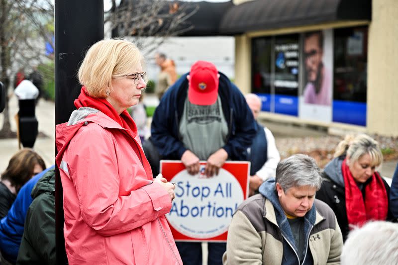 FILE PHOTO: Anti-abortion protesters gather outside the EMW Women's Surgical Center in Louisville