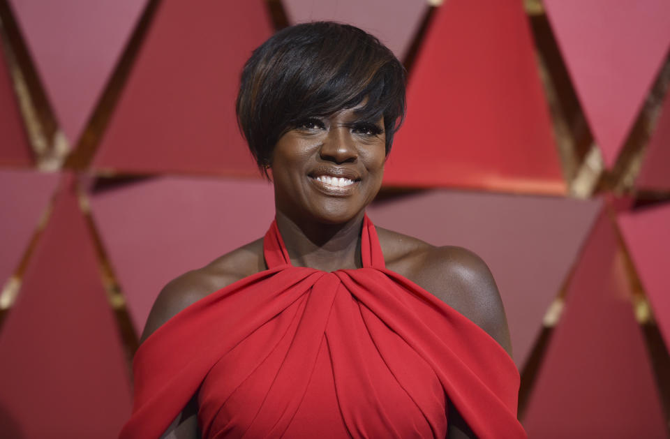 Viola Davis arrives at the Oscars on Sunday, Feb. 26, 2017, at the Dolby Theatre in Los Angeles. (Photo by Richard Shotwell/Invision/AP)