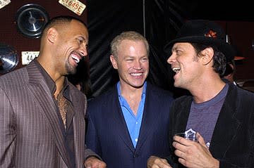Dwayne "The Rock" Johnson , Neal McDonough and Johnny Knoxville at the LA premiere of MGM's Walking Tall