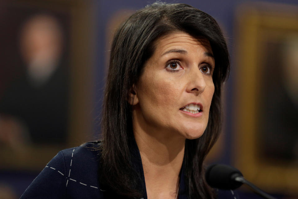 Nikki Haley, the U.S. ambassador to the United Nations, has diverged from President Donald Trump's talking points before. (Photo: Joshua Roberts / Reuters)