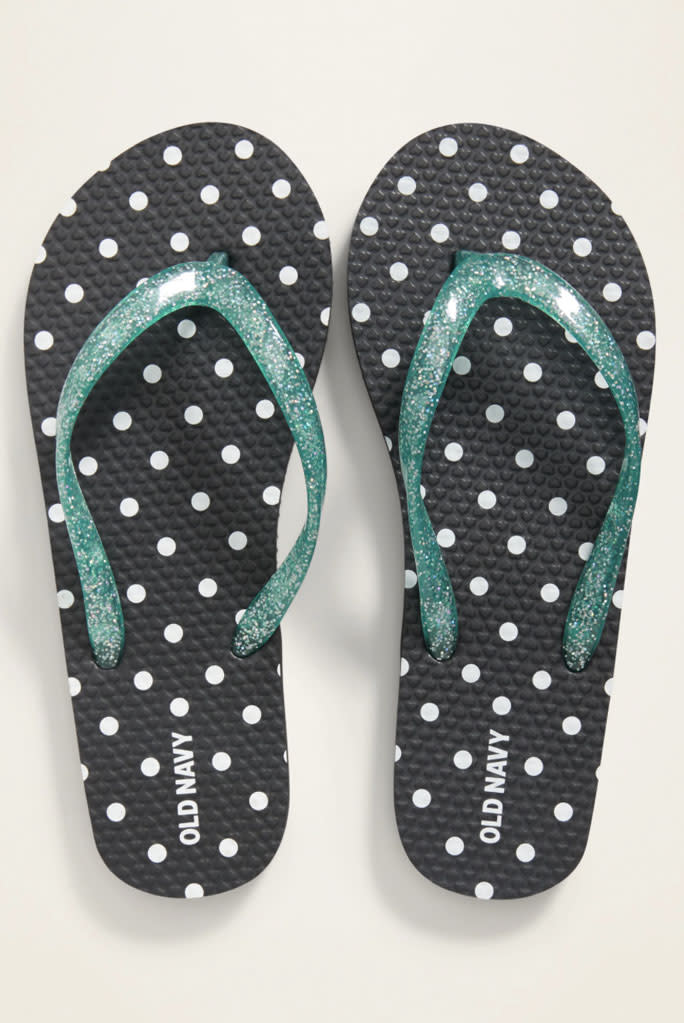 old navy, polka-dot flip flops