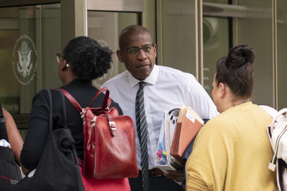 CEO and co-founder of Ozy Media Carlos Watson arrives at Brooklyn Federal Court, Friday, June 7, 2024 in New York. (AP Photo/Adam Gray)
