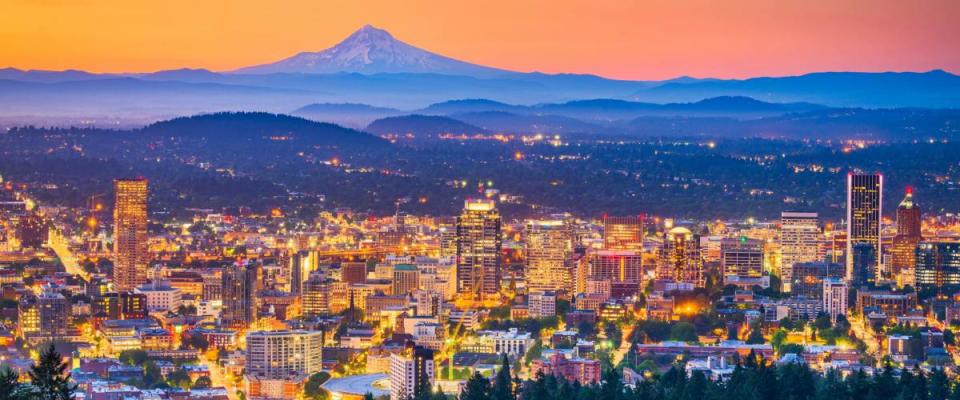 Portland with Mt. Hood in the distance