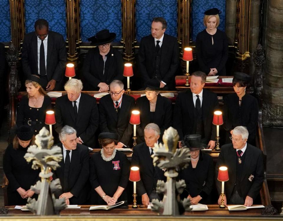 The ‘identity parade of former PMs’ at Westminster Abbey last week.