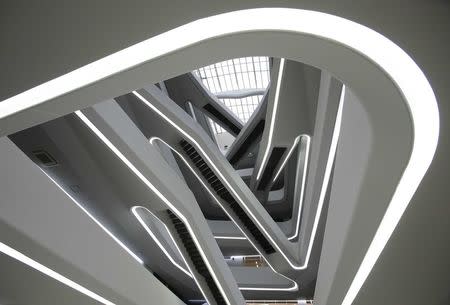 An interior view shows Dominion Tower, an office block designed by architect Zaha Hadid, in south-east Moscow, Russia August 28, 2017. REUTERS/Andrey Volkov