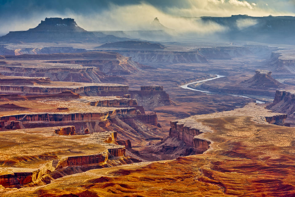 Sweeping views of canyons from the Green River Overlook at Canyonlands National Park in Utah