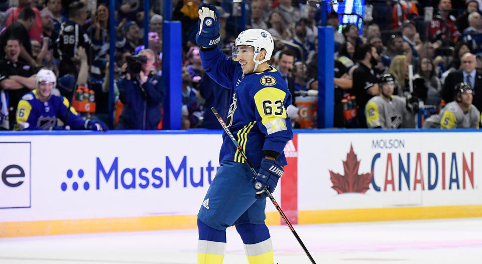 Brad Marchand was a fan “favorite” at the NHL All-Star Game. (Brian Babineau/NHLI via Getty Images)