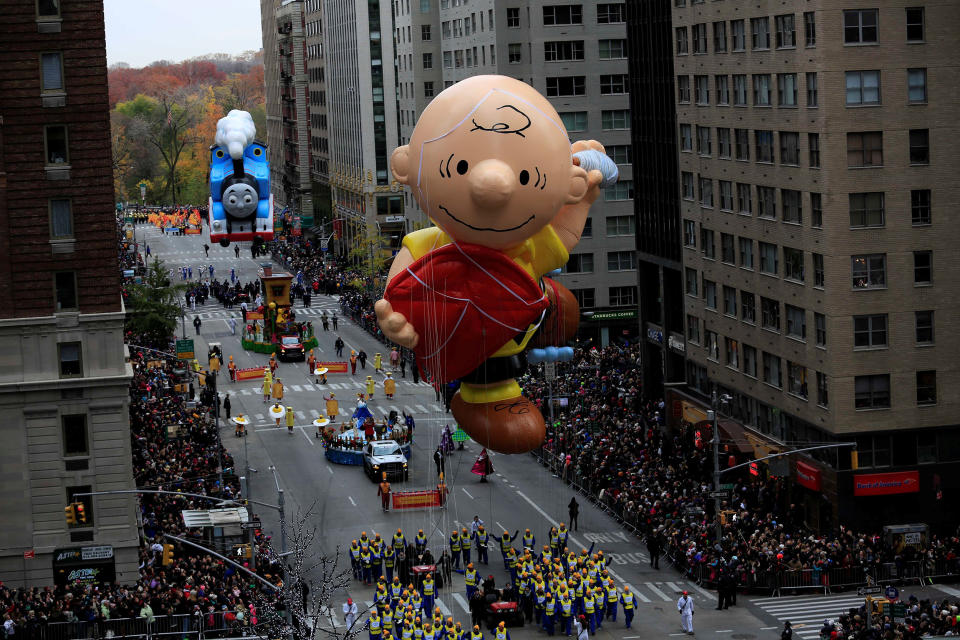 Image: A Charlie Brown giant balloon makes its way down 6th Avenue during the 90th Macy's Thanksgiving Day Parade in the Manhattan borough of New York (Saul Martinez / Reuters)