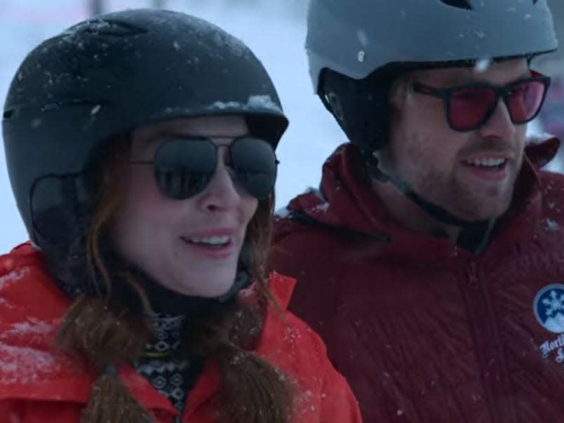 sierra and jake in skiing gear in falling for christmas