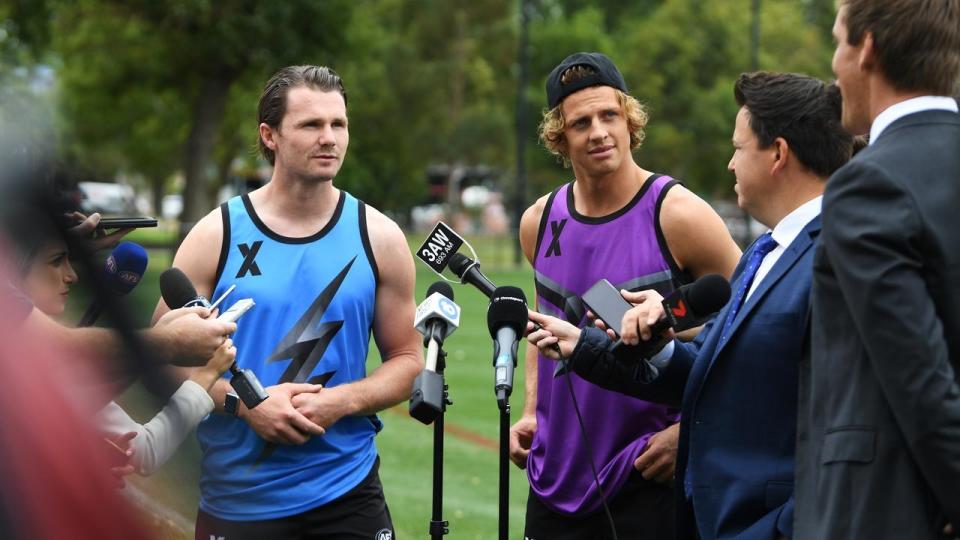 AFLX captains Patrick Dangerfield and Nat Fyfe.