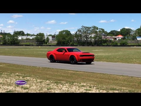 <p>If you're into supercharger whine, there's probably no better car to listen to than <a href="https://www.roadandtrack.com/new-cars/a25167064/hennessey-1000-hp-dodge-demon-sound/" rel="nofollow noopener" target="_blank" data-ylk="slk:the Dodge Challenger SRT Demon;elm:context_link;itc:0;sec:content-canvas" class="link ">the Dodge Challenger SRT Demon</a>. The V-8 exhaust note is almost secondary to that forced induction sound. <a href="https://www.ebay.com/itm/2018-Dodge-Challenger-SRT-Demon/143347902076?hash=item216033667c:g:jW8AAOSwBRBdGj2w" rel="nofollow noopener" target="_blank" data-ylk="slk:This one;elm:context_link;itc:0;sec:content-canvas" class="link ">This one</a> can be yours for under $100,000. </p><p><a href="https://youtu.be/msUdk08Nhe8?t=42" rel="nofollow noopener" target="_blank" data-ylk="slk:See the original post on Youtube;elm:context_link;itc:0;sec:content-canvas" class="link ">See the original post on Youtube</a></p>