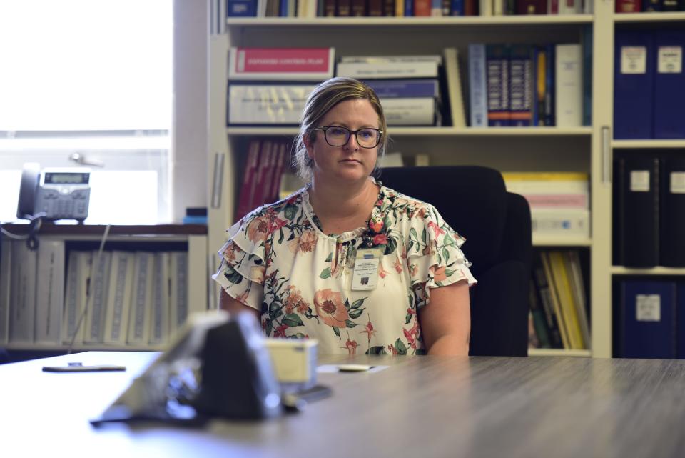 Rebecca Campau, a nursing supervisor, sits in on a meeting discussing the departure of Dr. Annette Mercante at the St. Clair Health Department in Port Huron on Tuesday, June 21, 2022.