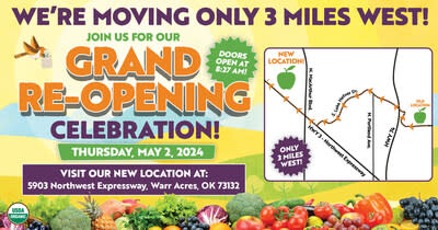 Natural Grocers invites Oklahoma City residents to a Grand Re-Opening Celebration at 5903 Northwest Expressway, Warr Acres, OK 73132 on May 2nd.