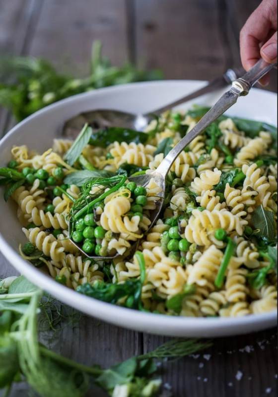 <p>Feasting at Home</p><p>A Spring pea pasta with lemon, mint and truffle oil – keep it vegan or add goat cheese. Serve warm as an entree, or chill and serve as a salad…either way its delicious.</p><p><strong>Get the recipe: <a href="https://www.feastingathome.com/spring-pea-pasta-with-truffle-oil-lemon-and-mint/" rel="nofollow noopener" target="_blank" data-ylk="slk:Spring Pea Pasta with Truffle Oil, Lemon and Mint;elm:context_link;itc:0;sec:content-canvas" class="link rapid-noclick-resp"><em>Spring Pea Pasta with Truffle Oil, Lemon and Mint</em></a></strong></p>