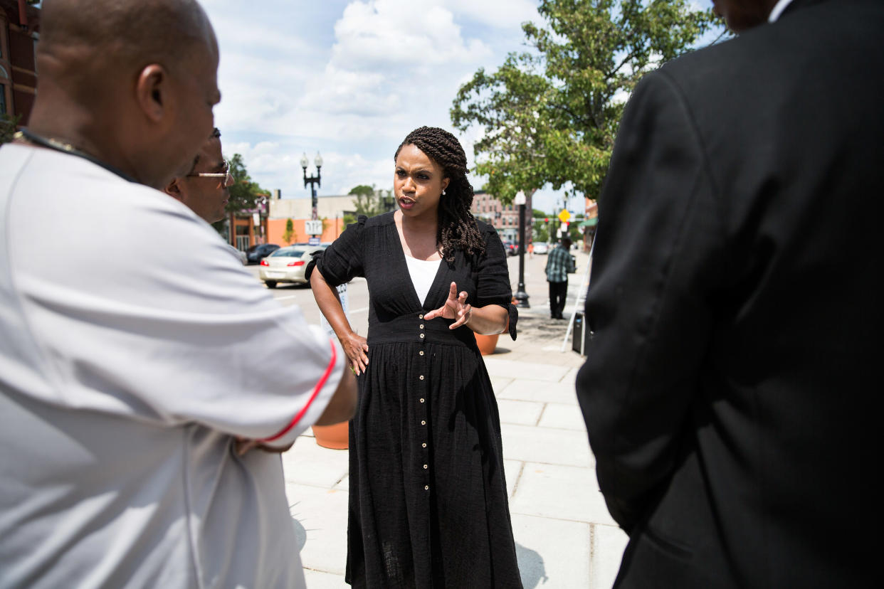 <span class="s1">Boston City Council member Ayanna Pressley, who is running for Congress, on July 28 near Boston. (Photo: Kayana Szymczak for Yahoo News)</span>